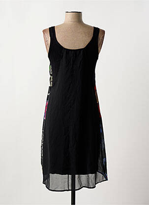 Robe mi-longue coupe fluide sans manche noir DESIGUAL femme