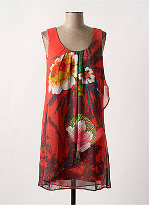 Robe courte sans manche sans manche orange DESIGUAL femme