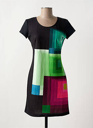 Robe courte fermeture zippée au dos manches courtes noir DESIGUAL femme
