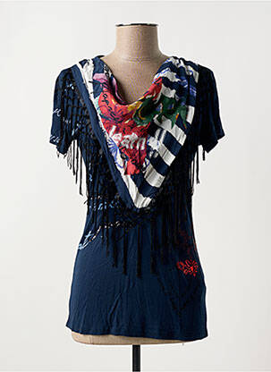 T-shirt stretch manches courtes bleu DESIGUAL femme