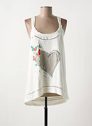 Top tissage jersey sans manche beige DESIGUAL femme