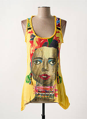 Tunique sans manche col rond jaune DESIGUAL femme