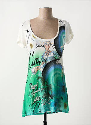 Tunique manches courtes coupe cintrée vert DESIGUAL femme