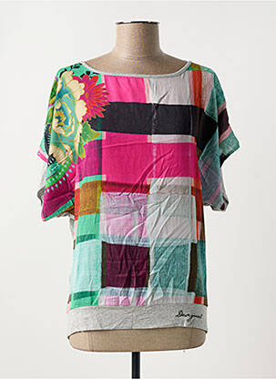 T-shirt col rond manches courtes gris DESIGUAL femme