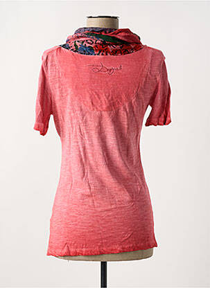 T-shirt sérigraphie floquée manches courtes rose DESIGUAL femme