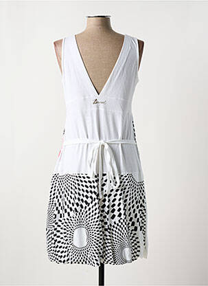 Robe mi-longue imprimé fantaisie sans manche blanc DESIGUAL femme
