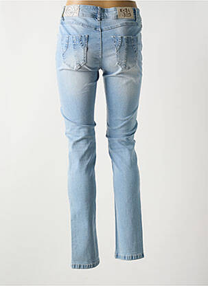 Jeans coupe slim effet usé délavé taille basse bleu DESIGUAL femme