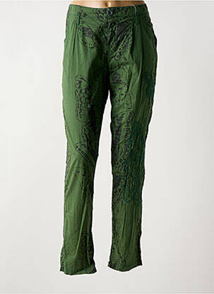 Pantalon chino tissage popeline taille normale vert DESIGUAL femme