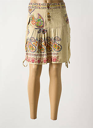 Jupe courte taille normale beige DESIGUAL femme