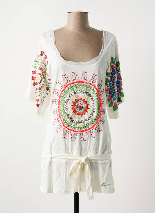 Tunique manches courtes beige DESIGUAL pour femme