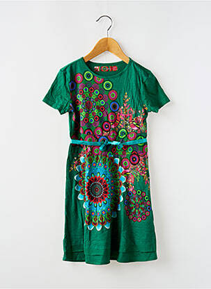 Robe mi-longue manches courtes manches courtes vert DESIGUAL fille
