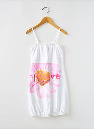 Robe mi-longue col carré fines bretelles blanc DESIGUAL fille