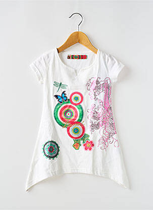 Tunique manches courtes stretch blanc DESIGUAL fille