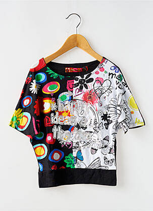 T-shirt stretch manches courtes noir DESIGUAL fille