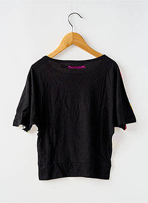 T-shirt stretch manches courtes noir DESIGUAL fille