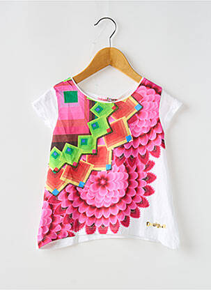Tunique manches courtes imprimé fleurs blanc DESIGUAL fille