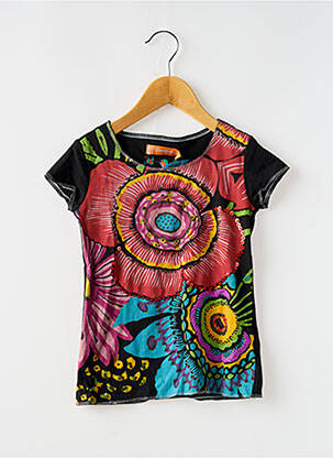 T-shirt coupe cintrée manches courtes noir DESIGUAL fille