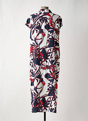 Robe longue imprimé fleurs manches courtes bleu MARIA BELLENTANI femme