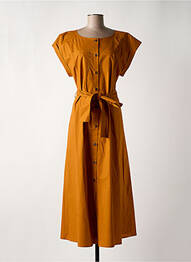 Robe longue manches courtes manches courtes jaune MARIA BELLENTANI femme