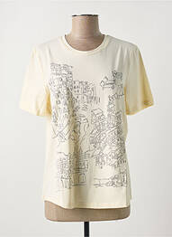 T-shirt sérigraphie avec strass manches courtes beige MARIA BELLENTANI femme