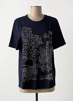 T-shirt sérigraphie avec strass manches courtes bleu MARIA BELLENTANI femme