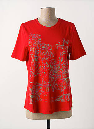 T-shirt sérigraphie avec strass manches courtes rouge MARIA BELLENTANI femme