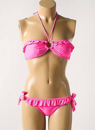 Maillot de bain 2 pièces stretch haut soutien-gorge avec mousse de rembourrage amovible rose DAG ADOM femme