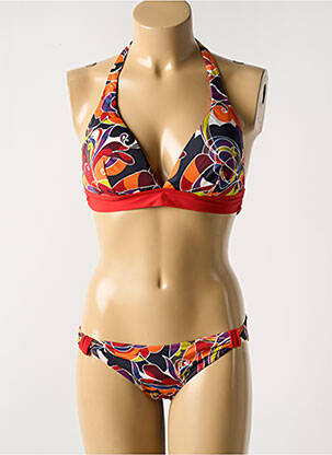 Maillot de bain 2 pièces stretch haut soutien-gorge avec mousse de rembourrage amovible rouge LEJABY femme