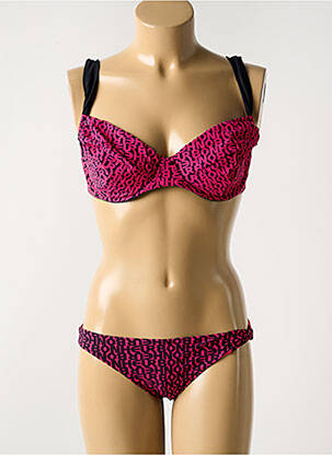 Maillot de bain 2 pièces stretch haut soutien-gorge balconnet rose LEJABY femme