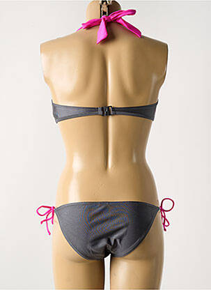 Maillot de bain 2 pièces stretch haut soutien-gorge avec mousse de rembourrage amovible gris DAG ADOM femme