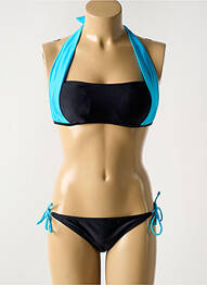 Maillot de bain 2 pièces stretch haut soutien-gorge avec mousse de rembourrage amovible noir DAG ADOM femme