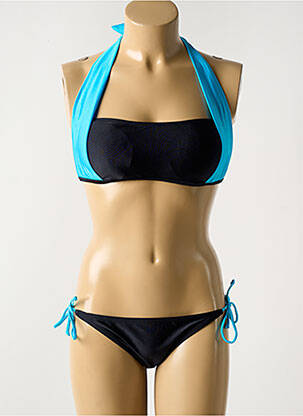 Maillot de bain 2 pièces stretch haut soutien-gorge avec mousse de rembourrage amovible noir DAG ADOM femme
