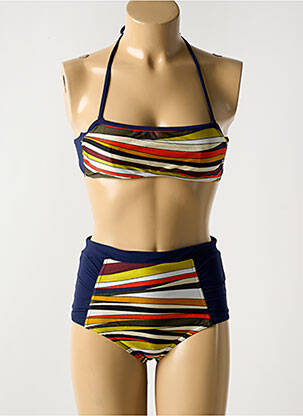 Maillot de bain 2 pièces stretch haut soutien-gorge emboitant bleu LEJABY femme