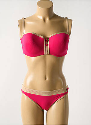 Maillot de bain 2 pièces stretch haut soutien-gorge moulé rose HUIT femme