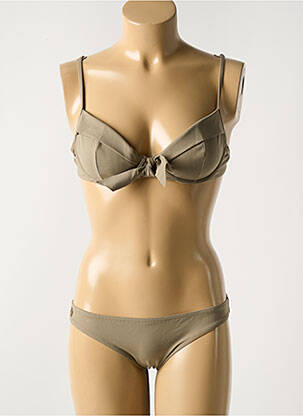 Maillot de bain 2 pièces stretch haut triangles marron NINA RICCI femme