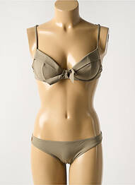 Maillot de bain 2 pièces stretch haut triangles marron NINA RICCI femme