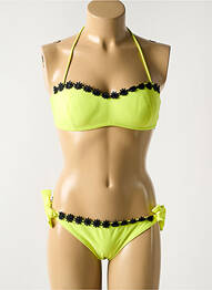 Maillot de bain 2 pièces stretch haut soutien-gorge moulé jaune DAG ADOM femme