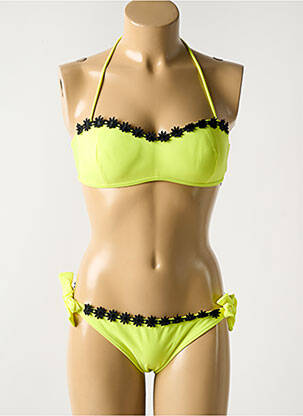 Maillot de bain 2 pièces stretch haut soutien-gorge moulé jaune DAG ADOM femme