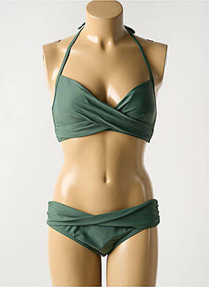 Maillot de bain 2 pièces stretch haut soutien-gorge moulé vert DAG ADOM femme