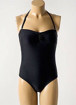 Maillot de bain 1 pièce effet matière satinée haut soutien-gorge avec mousse de rembourrage amovible noir DAG ADOM femme