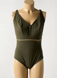 Maillot de bain 1 pièce effet matière satinée haut soutien-gorge balconnet vert EMPREINTE femme