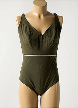 Maillot de bain 1 pièce effet matière satinée haut soutien-gorge balconnet vert EMPREINTE femme