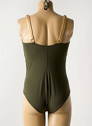 Maillot de bain 1 pièce effet matière satinée haut soutien-gorge balconnet vert EMPREINTE femme