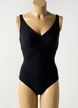 Maillot de bain 1 pièce effet matière satinée haut soutien-gorge balconnet noir EMPREINTE femme