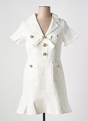 Robe courte fermeture zippée au dos manches courtes blanc MARAISLISE femme