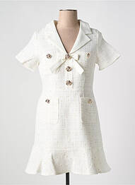 Robe courte fermeture zippée au dos manches courtes blanc MARAISLISE femme