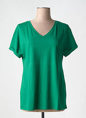 T-shirt coupe droite manches courtes vert HALOGENE femme
