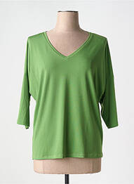 T-shirt coupe droite manches 3/4 vert EGO femme