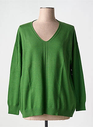 Pull col v manches longues vert TRIPODE femme