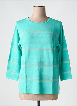Pull coupe cintrée manches 3/4 bleu TRIPODE femme